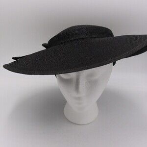 Vintage Fascinator Black Wide Hat High Fashion Cosplay Hat